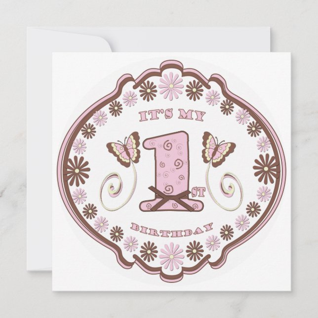 Invitation Papillon napolitain de premier anniversaire (Devant)