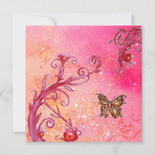 Invitation PAPILLON, PAILLONS ROSES Élégant Mariage Partie