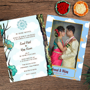 Invitation Papillon photo Mariage indien hindou