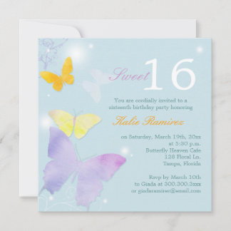 Invitation Papillon Posh Pale Bleu Doux 16 Partie