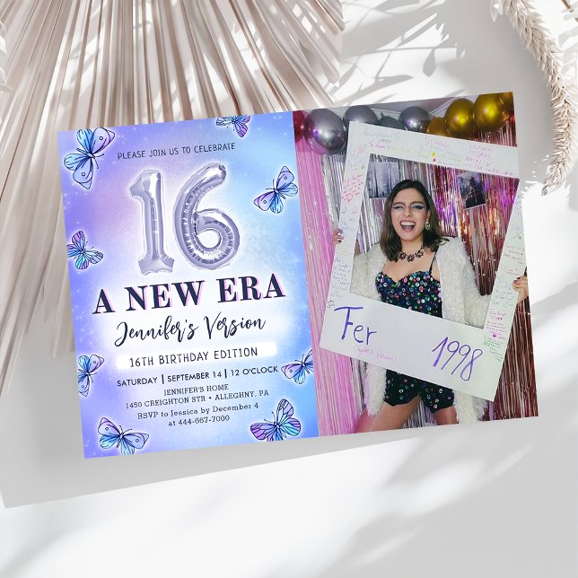 Invitation Papillon pourpre Eras Anniversaire 16ème Photo (Créateur téléchargé)