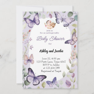 Invitation Papillon Purple verdure Floral Girl