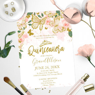 Invitation papillon Quinceanera Formulation anglai