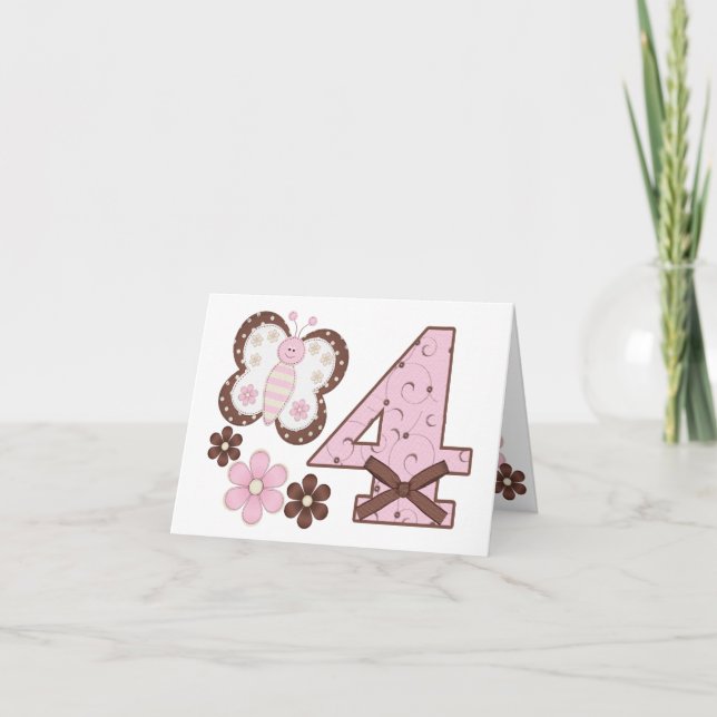 Invitation Papillon rose 4e anniversaire Renouvellement de l' (Devant)