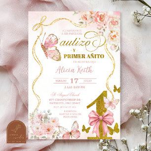 Invitation Papillon Rose Bautizo Et Premier Anniversaire Espa
