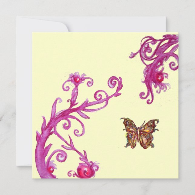 Invitation PAPILLON, rose blanc brillant (Devant)