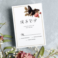 Papillon rose brun vintage RSVP floral