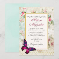 Papillon rose et mariage collage de rose ancienne