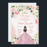 Invitation Papillon rose et or Charra Mis Quince<br><div class="desc">Papillon rose et or Charra Mis Quince Invitation Mis Quince Anos,  15e anniversaire, </div>