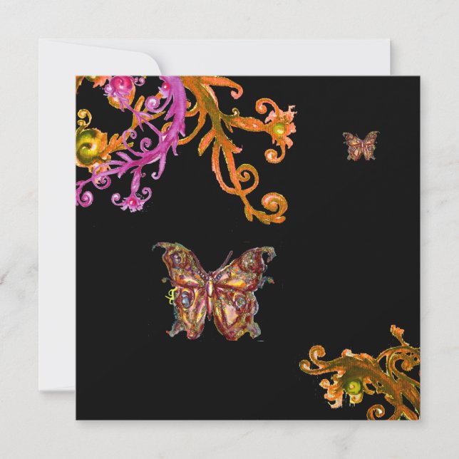 Invitation PAPILLON, rose jaune noir vif (Devant)