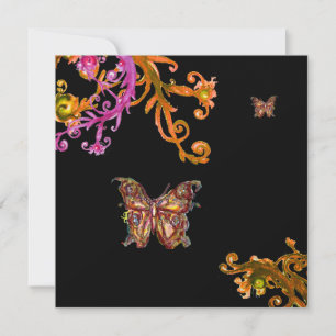 Invitation PAPILLON, rose jaune noir vif