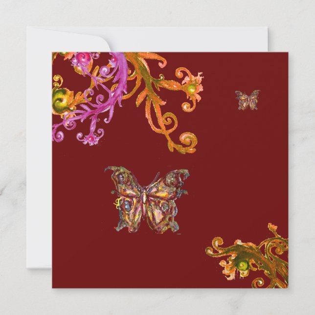 Invitation PAPILLON, rose jaune rouge vif (Devant)