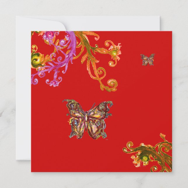 Invitation PAPILLON, rose jaune rouge vif (Devant)