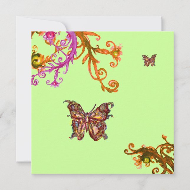 Invitation PAPILLON, rose jaune vert vif (Devant)
