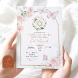 Invitation Papillon rose pâle Bat mitzvah Floral<br><div class="desc">Beurre rose pâle Bat mitzvah Invitation florale | Invitation de Bat mitzvah floral rose | Fille hébraïque Fête religieuse Invitation | Tradition juive Invitation Bat mitzvah | La fille appelée à l'invitation de la Torah</div>
