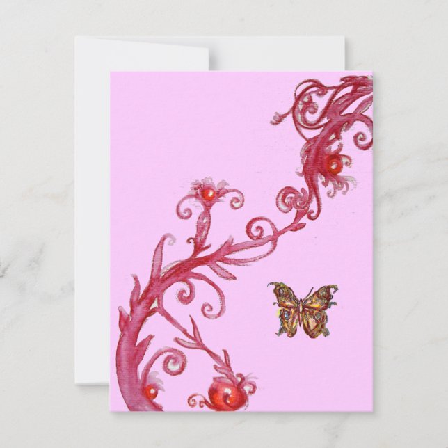 Invitation PAPILLON, rose rouge vif (Devant)