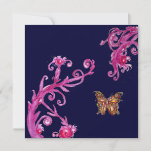Invitation PAPILLON, rose vif bleu