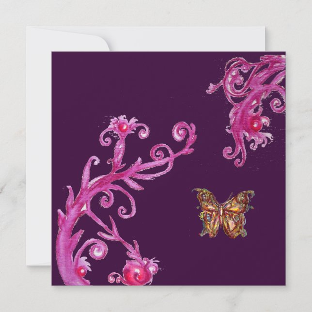 Invitation PAPILLON, rose vif violet (Devant)