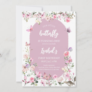 Invitation Papillon rose violet Anniversaire
