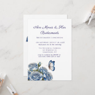 Invitation Papillon Roses bleues Luncheon demoiselles d'honne
