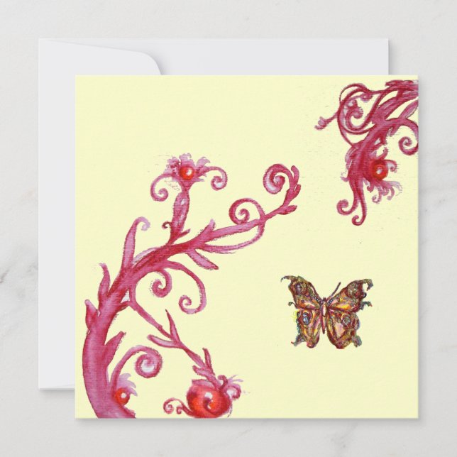 Invitation PAPILLON, rouge blanc brillant (Devant)