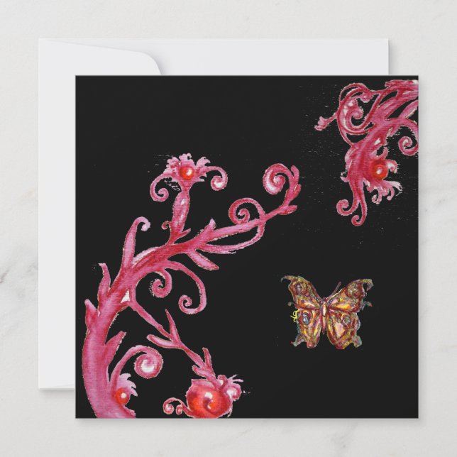 Invitation PAPILLON, rouge noir blanc vif (Devant)
