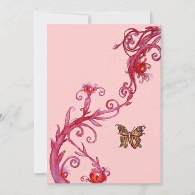 Invitation PAPILLON, rouge rose vif (Devant)
