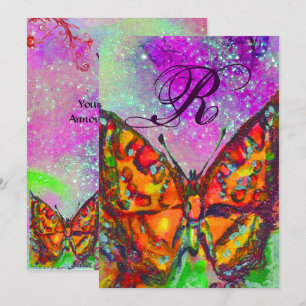 Invitation PAPILLON ROUGE ROSE VIOLET OR JAUNE Douze ans