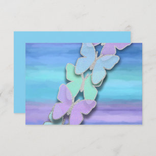 Invitation Papillon RSVP Turquoise Purple Aquarelle