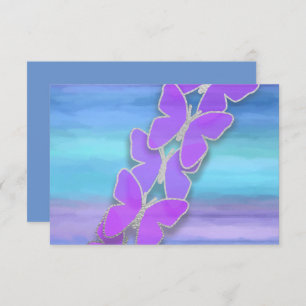 Invitation Papillon RSVP Turquoise Purple Aquarelle