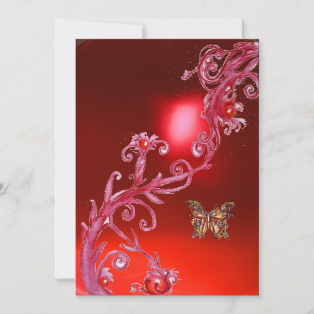 Invitation PAPILLON  RUBIS ROUGE rose vif (Devant)