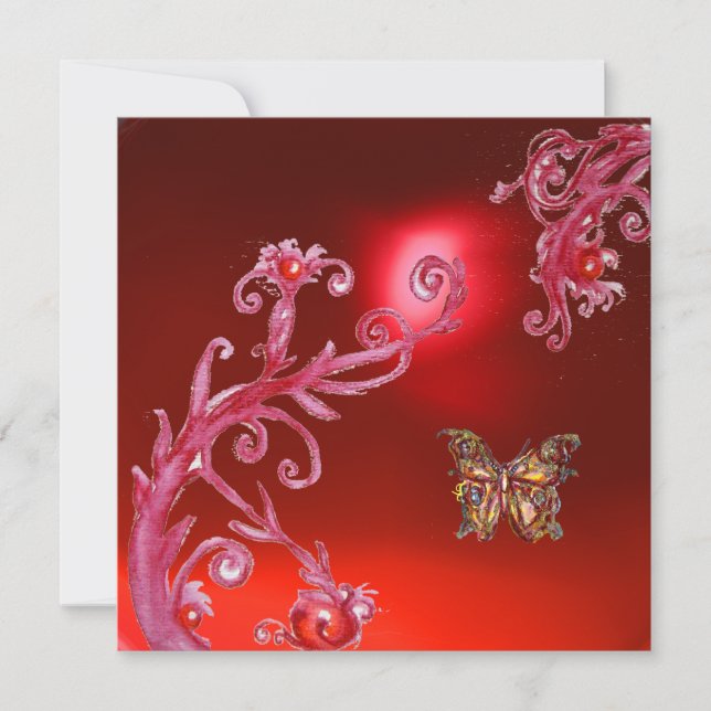 Invitation PAPILLON  RUBIS ROUGE rose vif, (Devant)