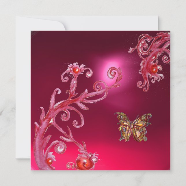Invitation PAPILLON  RUBIS ROUGE rose vif (Devant)