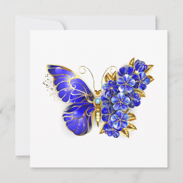 Invitation Papillon Saphir Fleur (Devant)