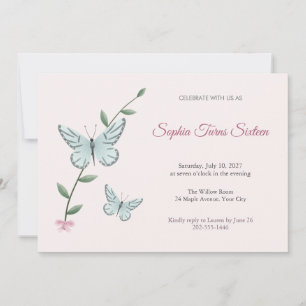 Invitation Papillon Sirène pour un Sweet Sixteen