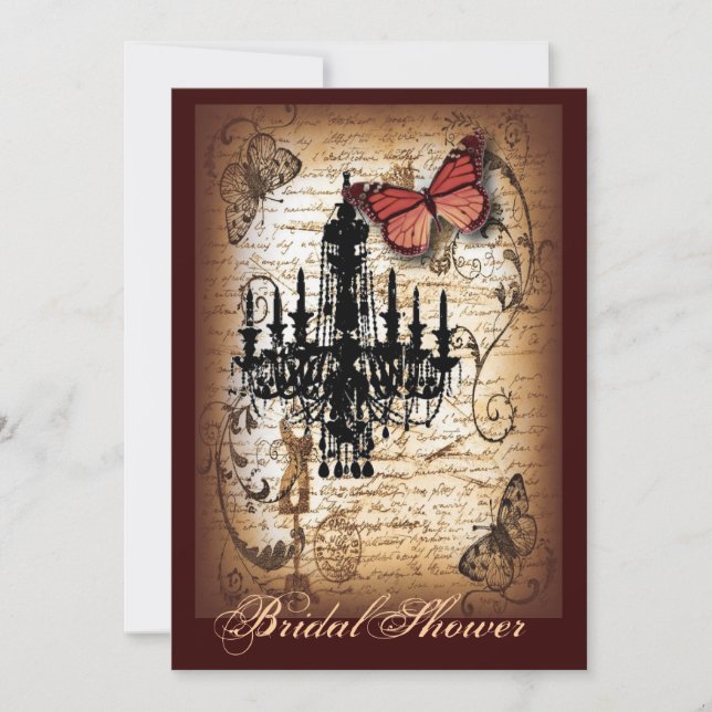 Invitation papillon steampunk paris chandelier vintage (Devant)