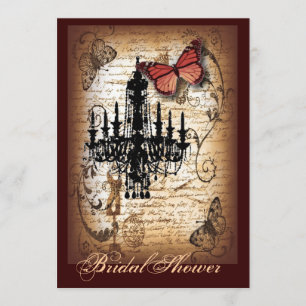 Invitation papillon steampunk paris chandelier vintage
