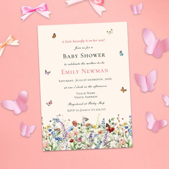 Invitation Papillon sur le chemin | Baby shower Boho (Créateur téléchargé)