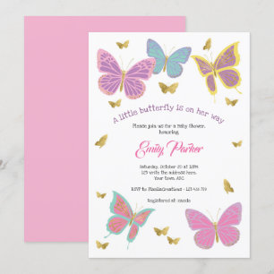 Invitation Papillon, Thèmes de Baby shower des filles,