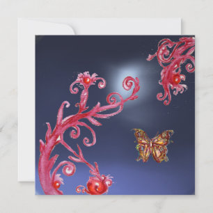 Invitation PAPILLON TOPAZE BLEU rose vif, rouge