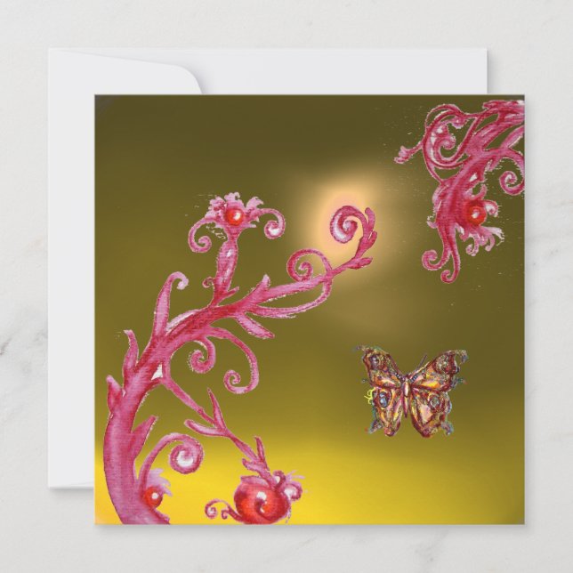 Invitation PAPILLON TOPAZE JAUNE rose vif,rouge (Devant)