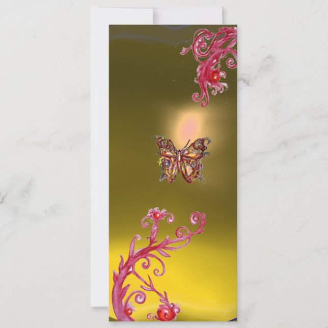 Invitation PAPILLON  TOPAZE , jaune rouge rose violet vif (Devant)