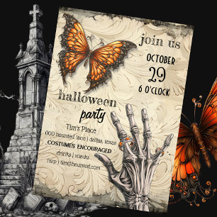 Invitation Papillon victorien   Skeleton   Halloween gothique