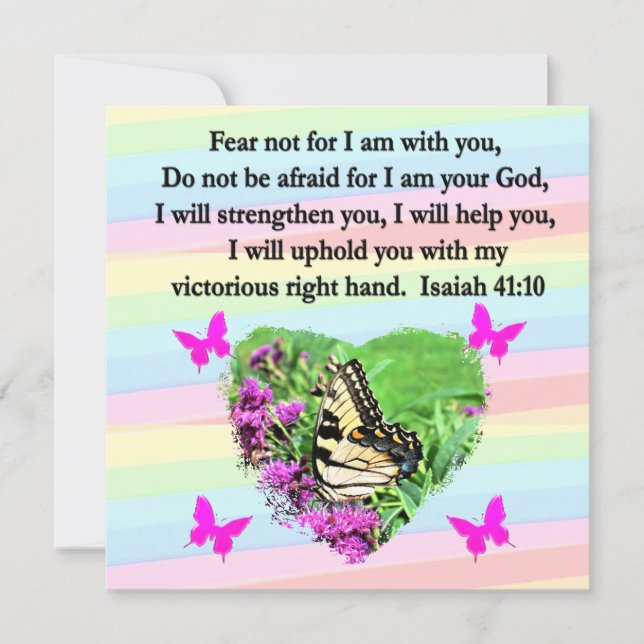 INVITATION PAPILLON VIOLET ISAÏE 41:10 VERSET BIBLIQUE (Devant)