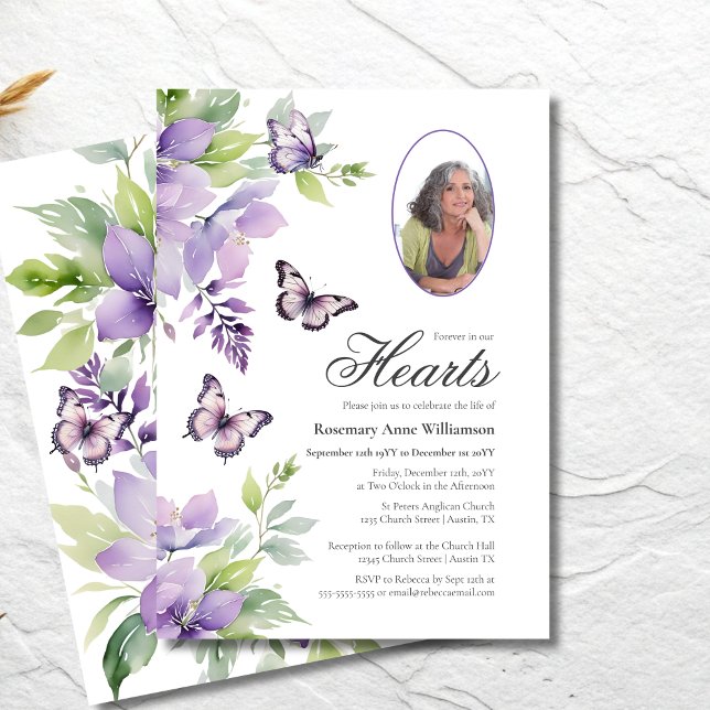 Invitation Papillon Violet Pour Toujours Dans Nos Cœurs Faire (Créateur téléchargé)