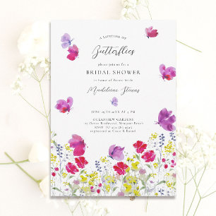 Invitation Papillons à vie Fleur sauvage Love Fête des mariée