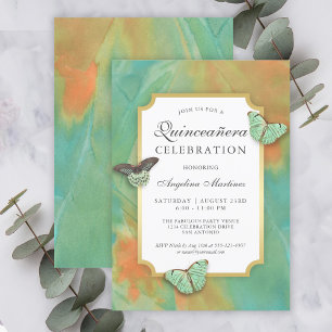 Invitation Papillons aux couleurs sud-ouest Quinceanera