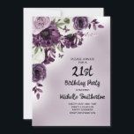 Invitation Papillons aux fleurs blanches violettes 21e femme<br><div class="desc">Elégante invitation à la fête du 21ème anniversaire pour les femmes avec de jolies fleurs et papillons d'aquarelle violet et blanc.</div>