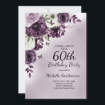 Invitation Papillons aux fleurs blanches violettes 60e annive<br><div class="desc">Elégante et fantaisiste 60ème anniversaire invitation pour les femmes avec de jolies fleurs et papillons d'aquarelle violet et blanc.</div>