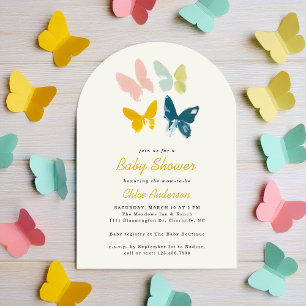 Invitation Papillons Baby shower moderne neutre pour les femm